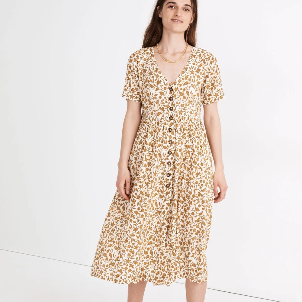 Madewell Button-Front Midi Dress in Batik Vine
